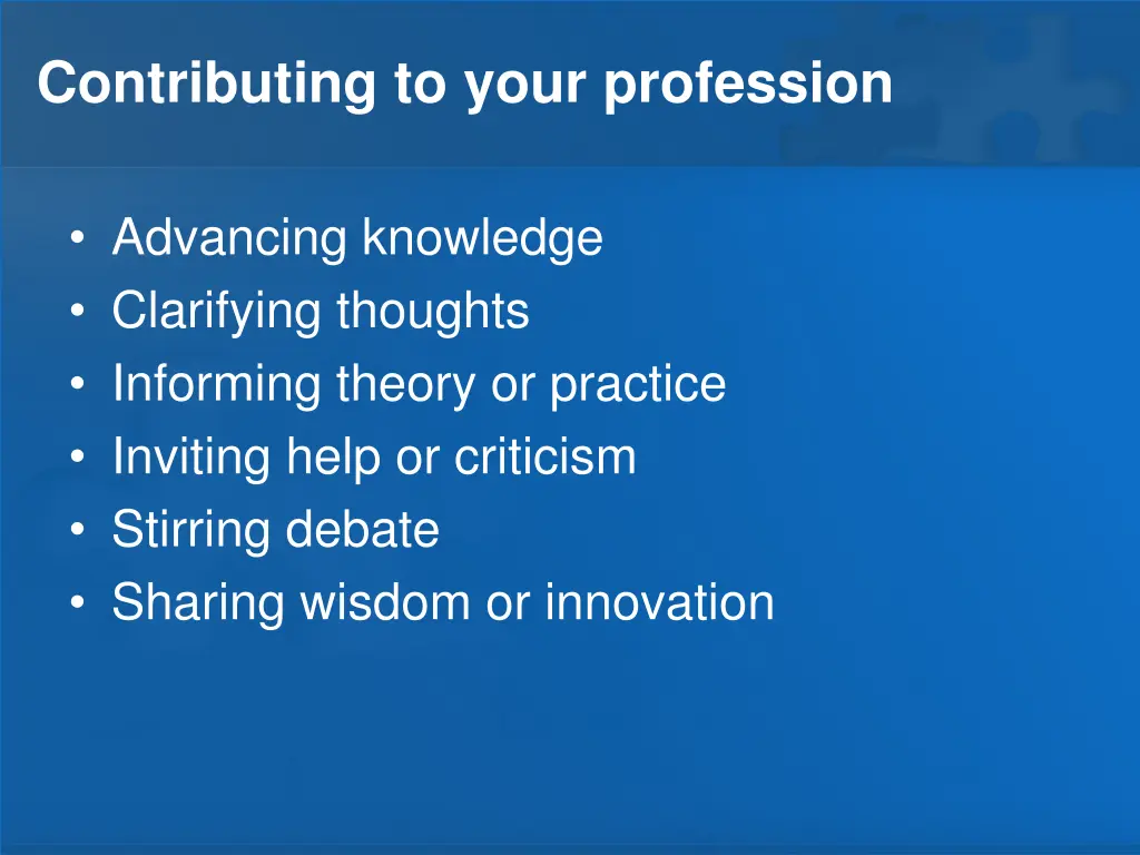 contributing to your profession