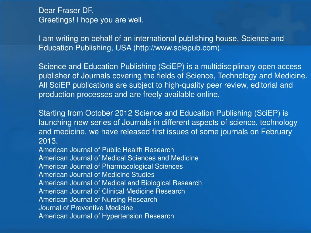 dear fraser df greetings i hope you are well