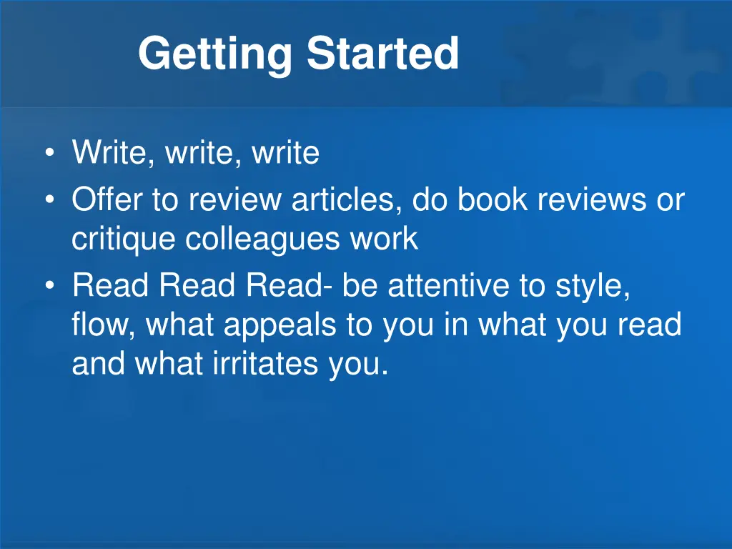 getting started
