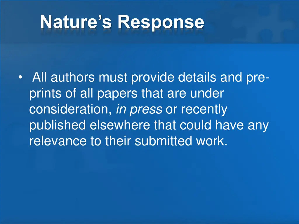 nature s response