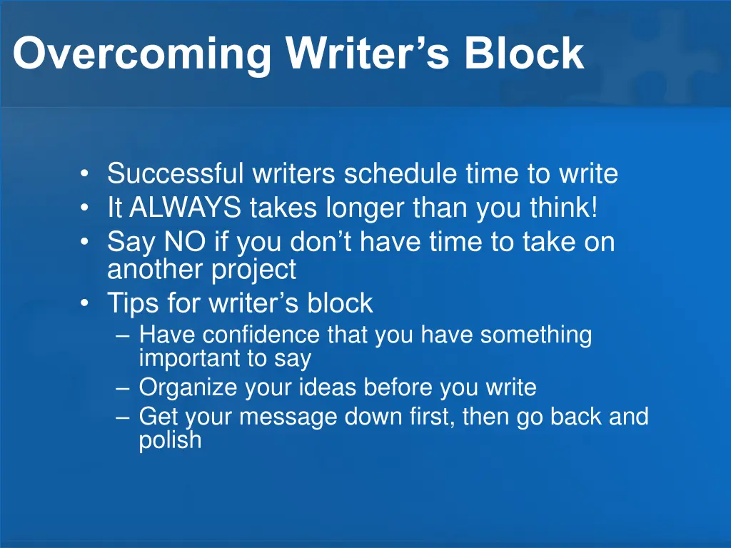 overcoming writer s block