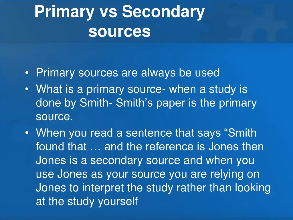 primary vs secondary sources
