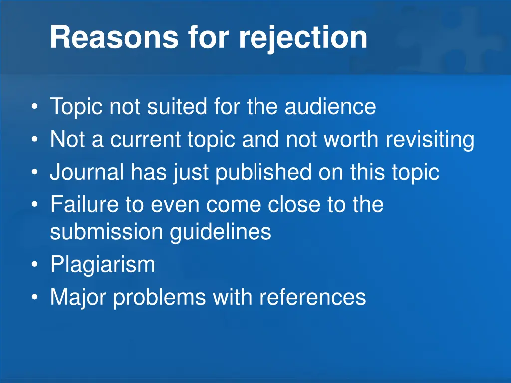 reasons for rejection
