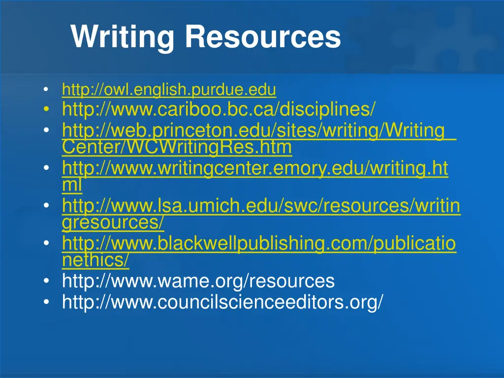 writing resources