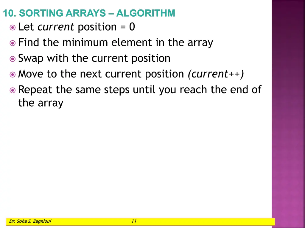 10 sorting arrays algorithm