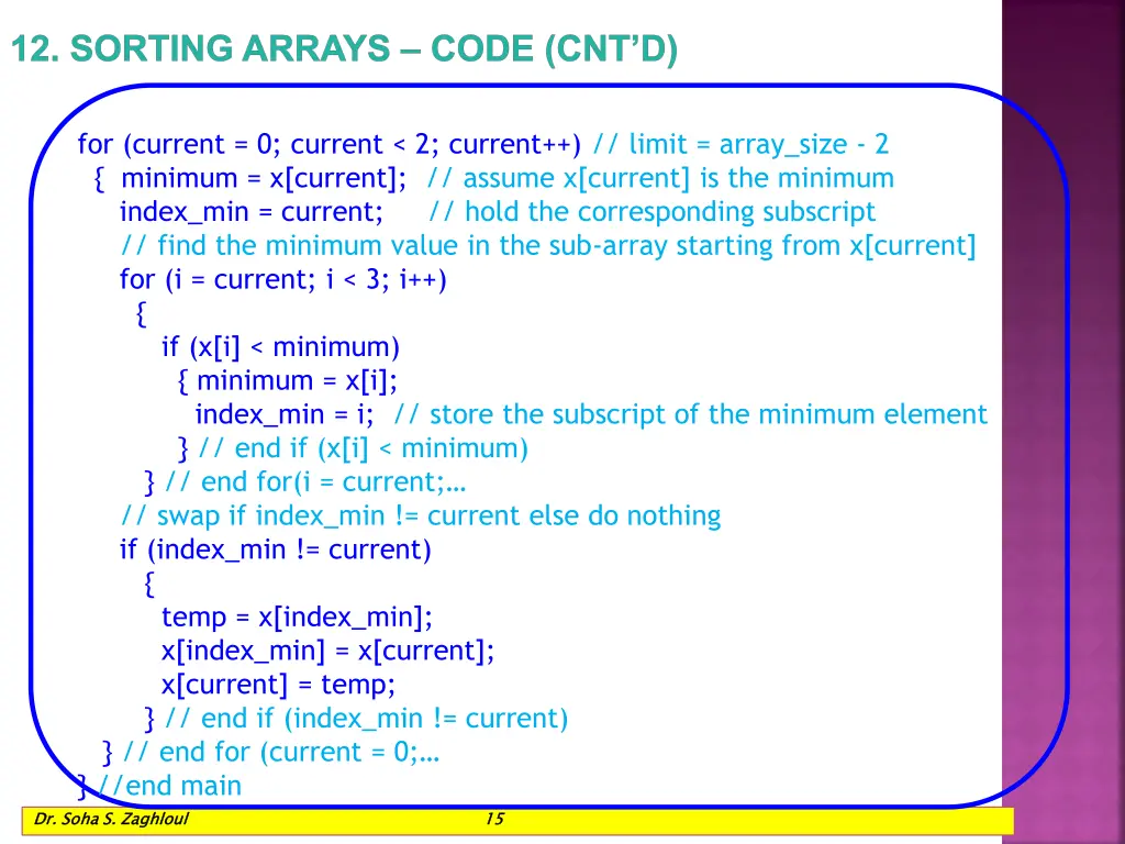 12 sorting arrays code cnt d