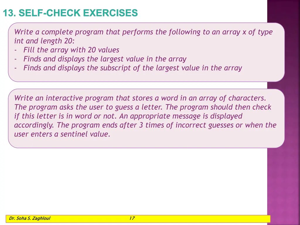 13 self check exercises 1