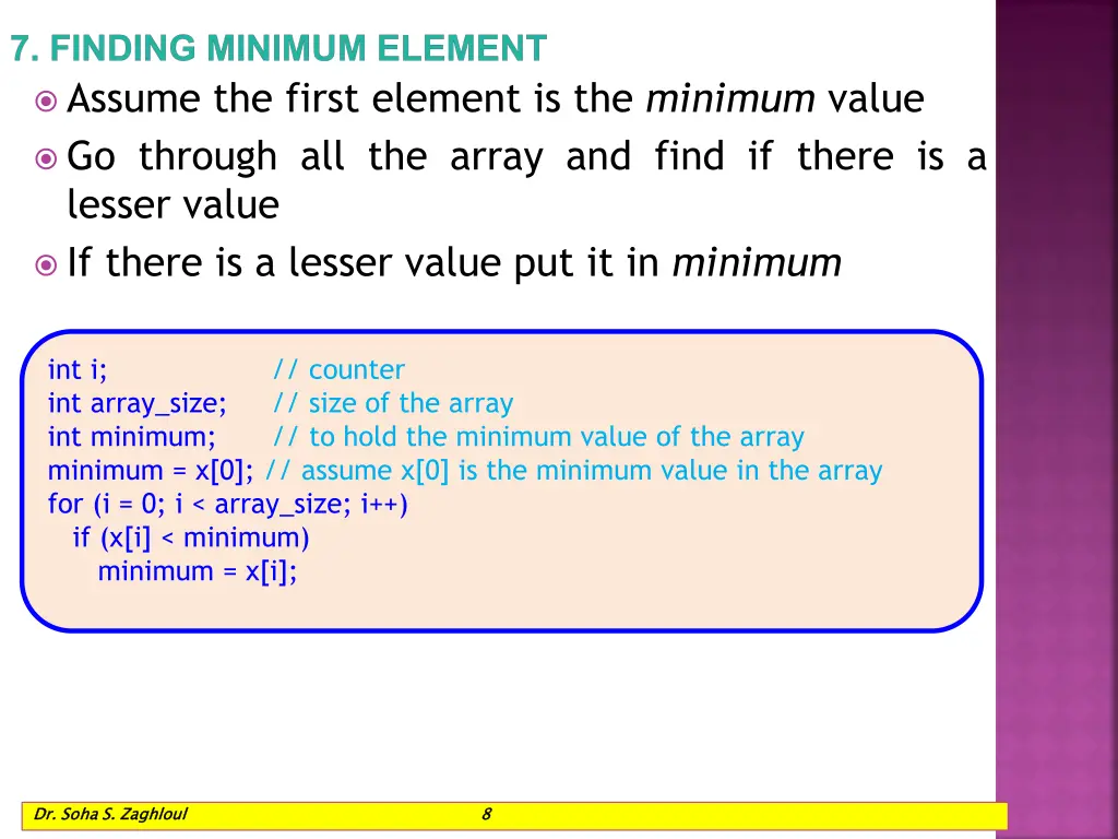 7 finding minimum element