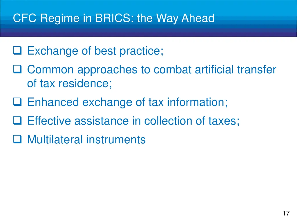 cfc regime in brics the way ahead