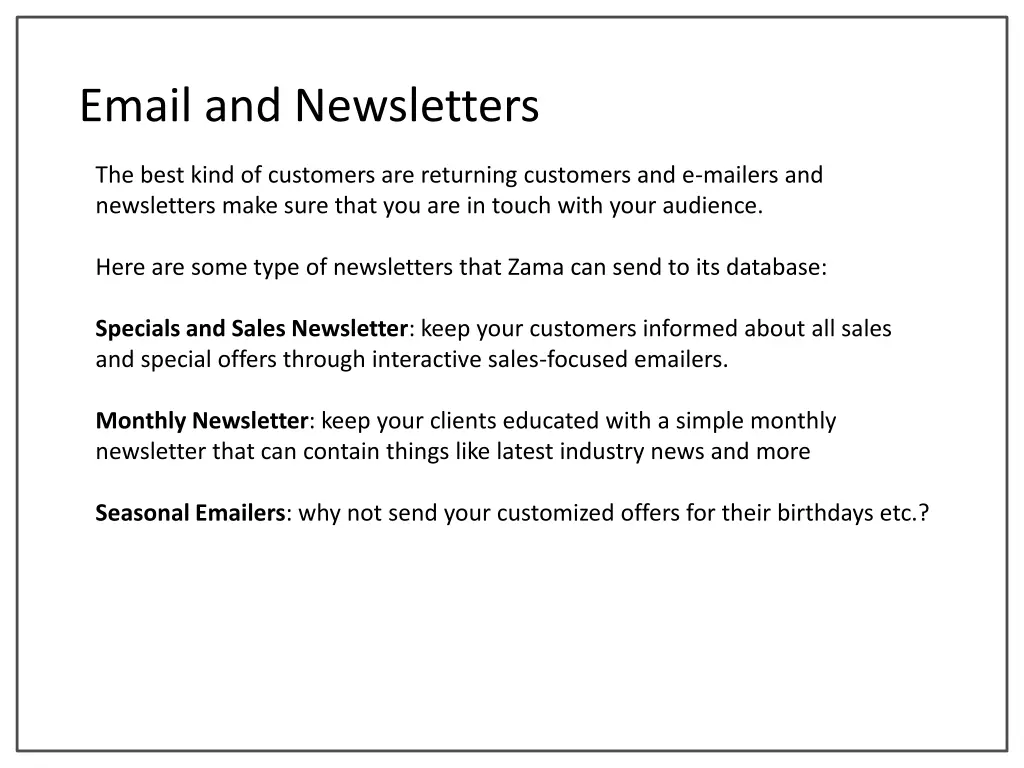 email and newsletters