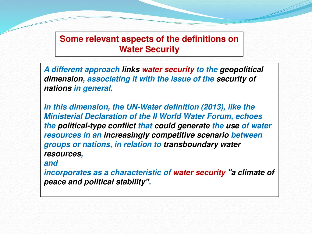 some relevant aspects of the definitions on water 5