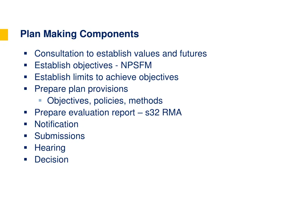 plan making components