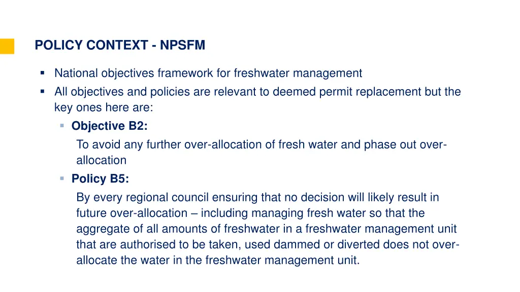 policy context npsfm
