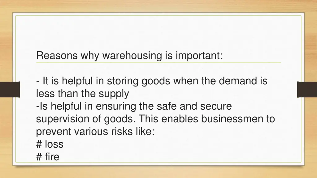 reasons why warehousing is important
