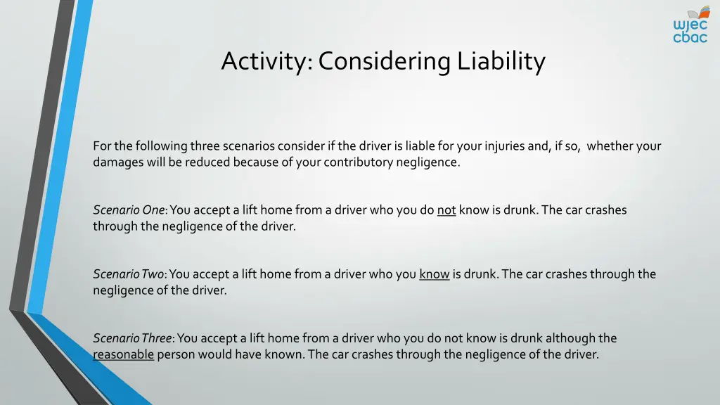 activity considering liability