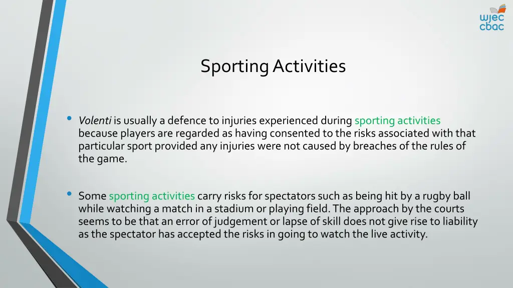 sporting activities