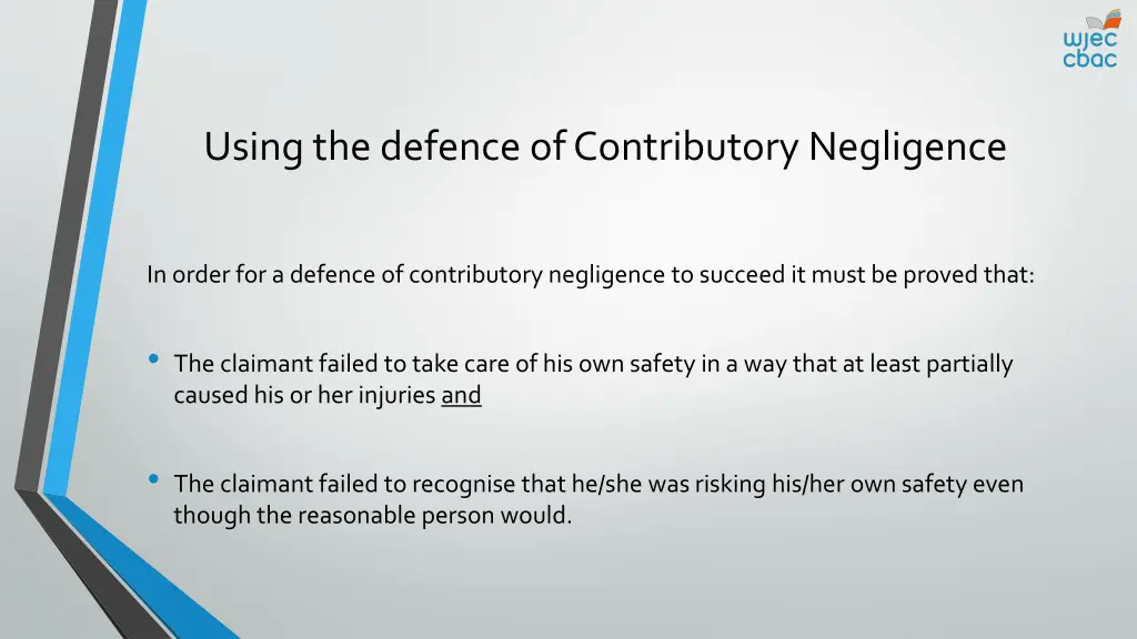 using the defence of contributory negligence