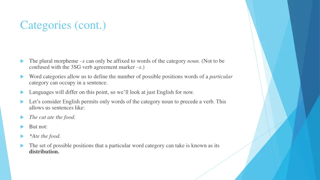 categories cont