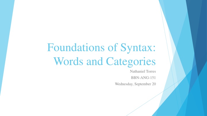 foundations of syntax words and categories
