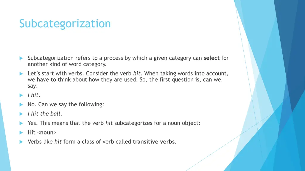 subcategorization