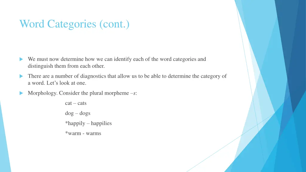 word categories cont