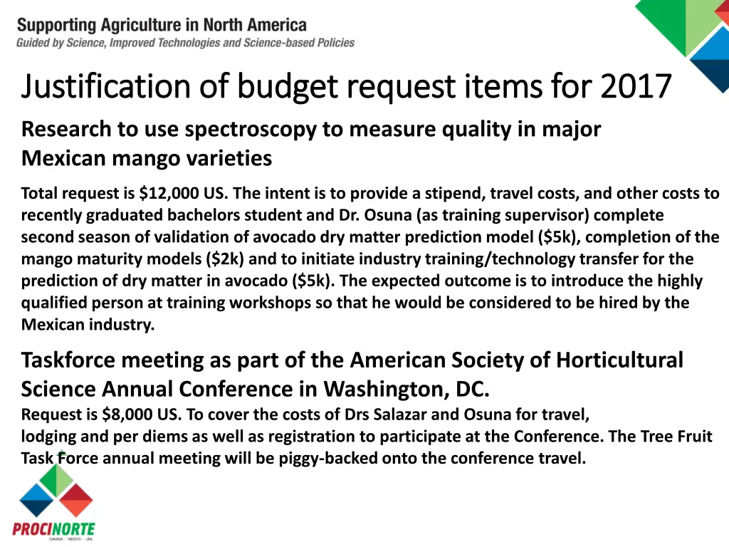 justification of budget request items for 2017