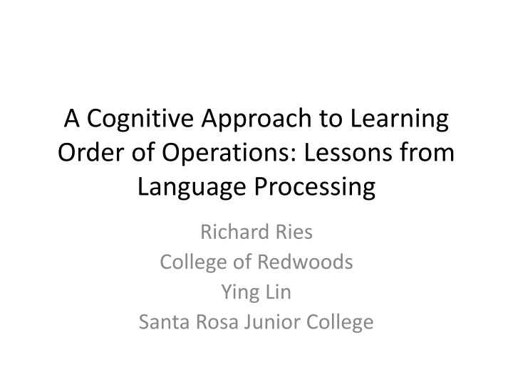a cognitive approach to learning order