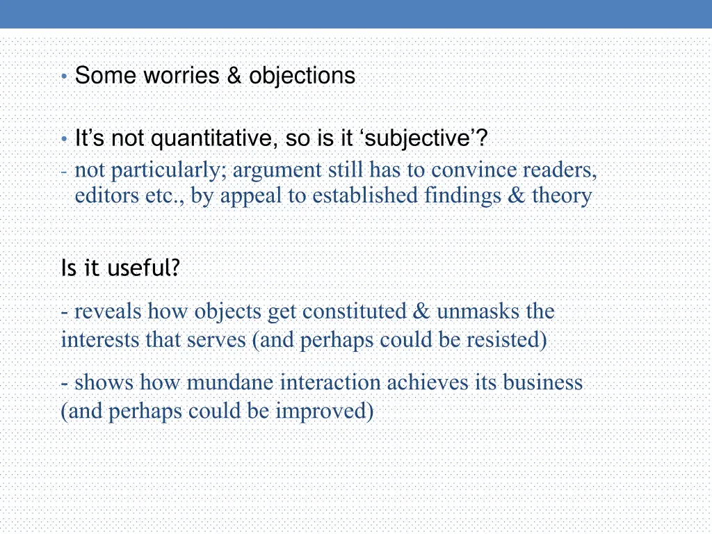 some worries objections