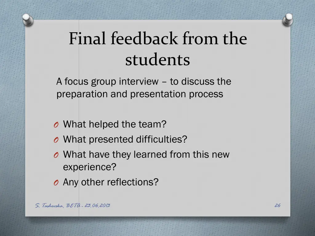 final feedback from the students