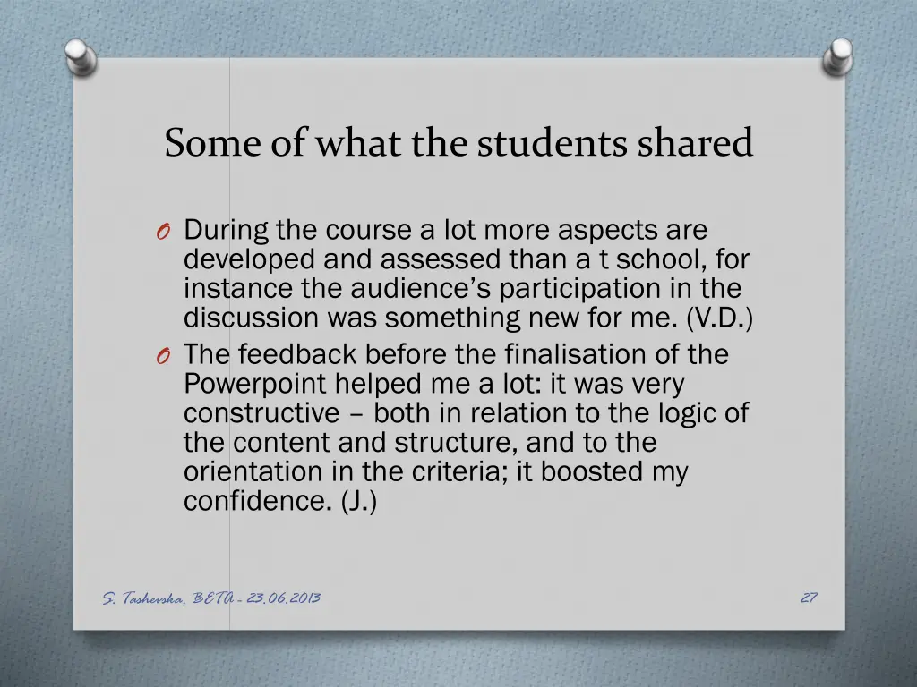 some of what the students shared