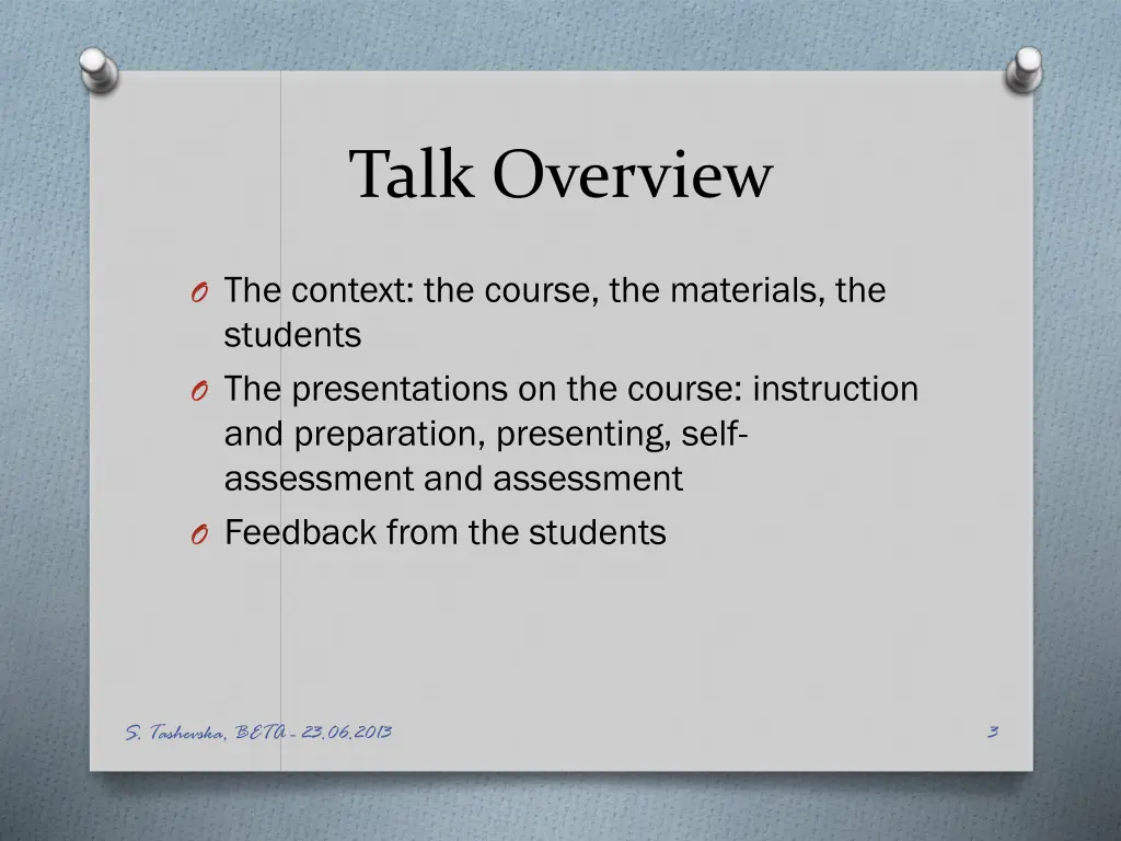 talk overview
