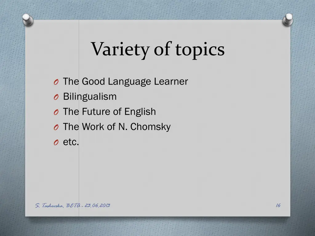 variety of topics