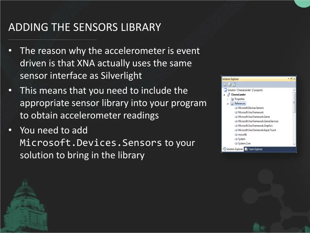 adding the sensors library