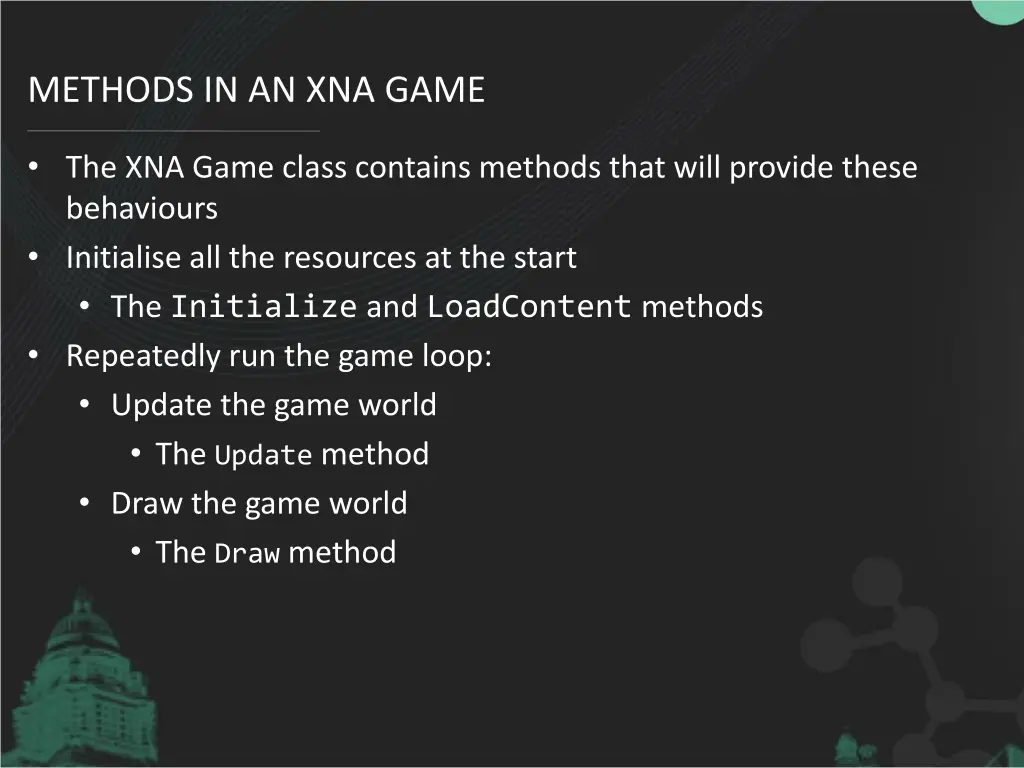 methods in an xna game
