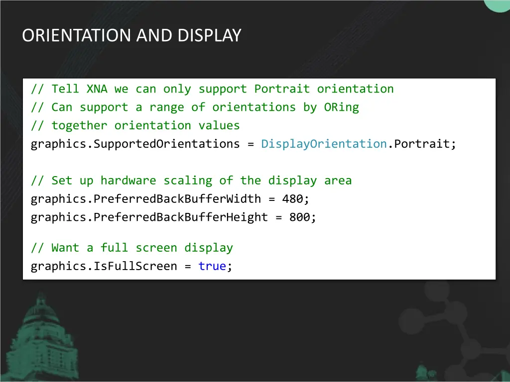 orientation and display