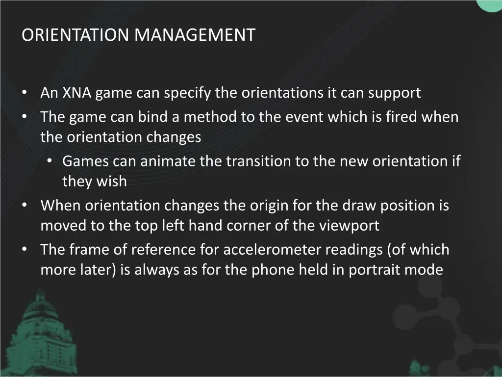 orientation management
