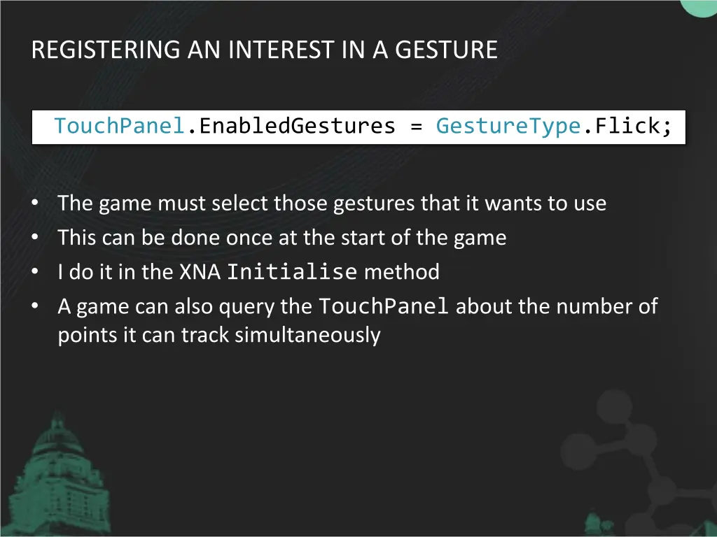 registering an interest in a gesture