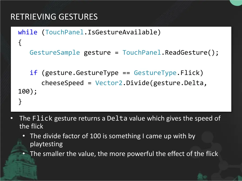 retrieving gestures