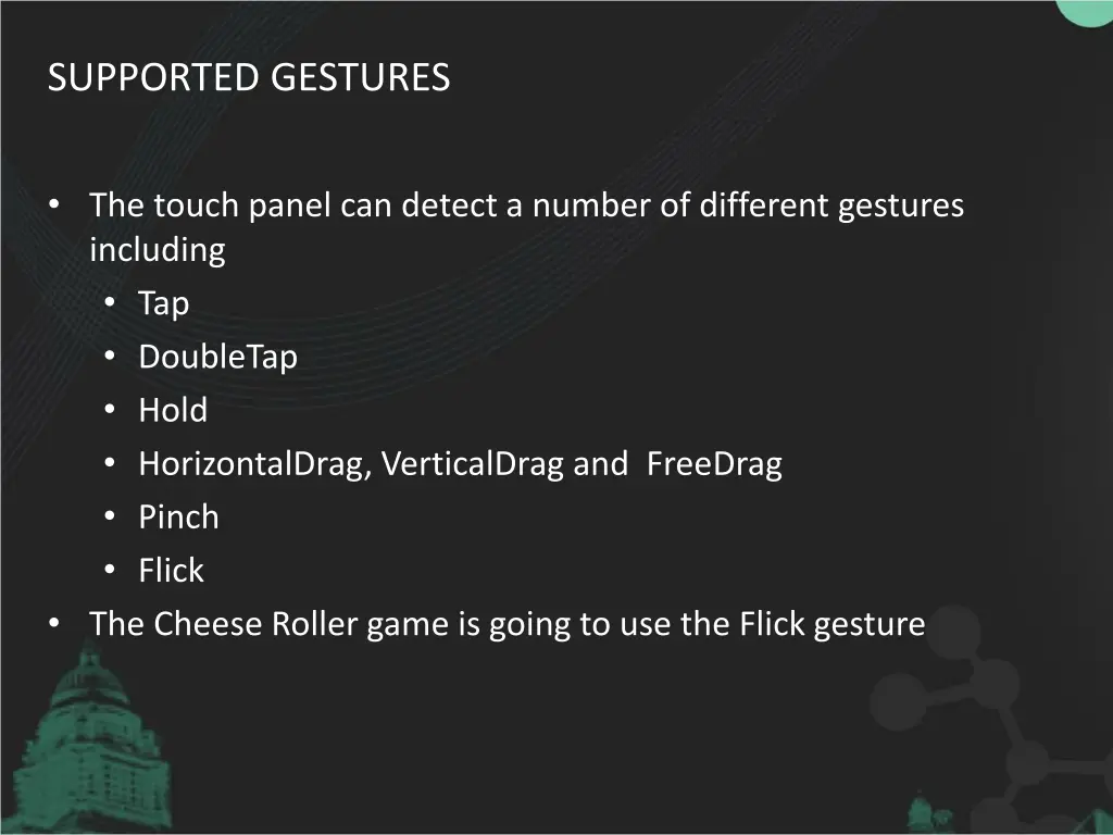 supported gestures
