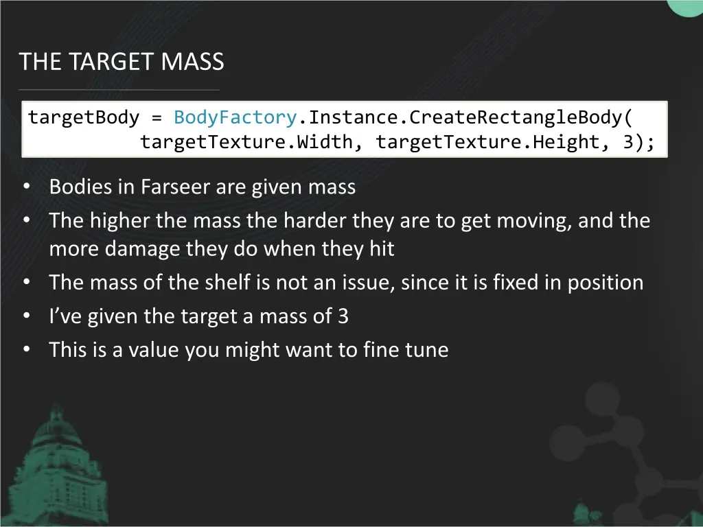 the target mass