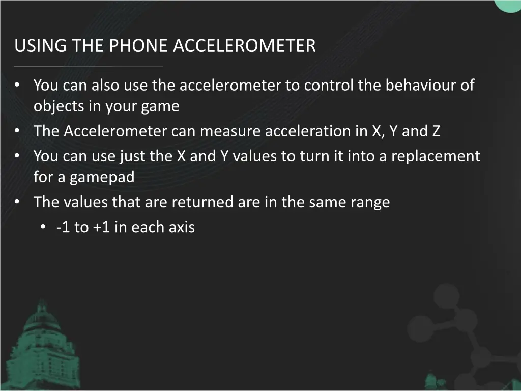 using the phone accelerometer