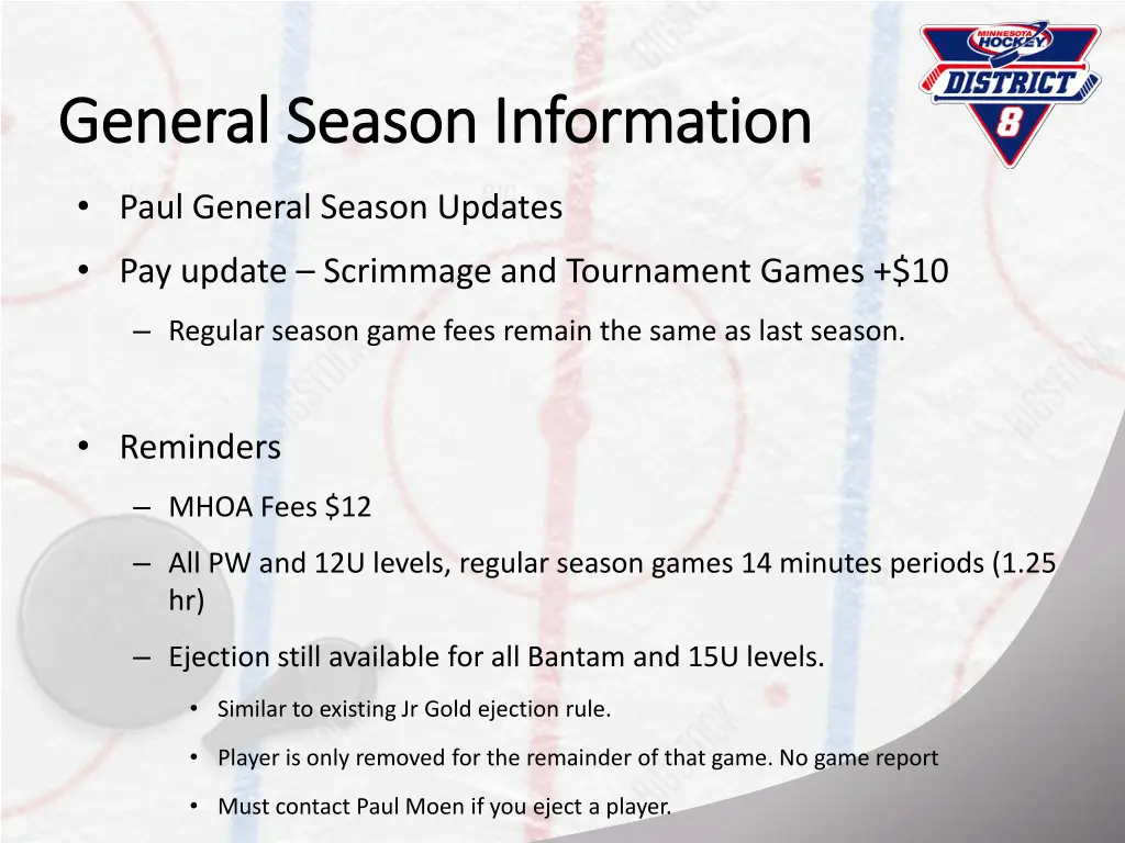general season information general season