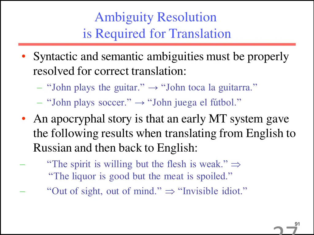 ambiguity resolution is required for translation