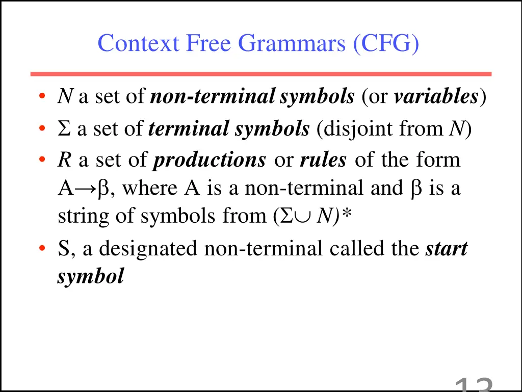 context free grammars cfg