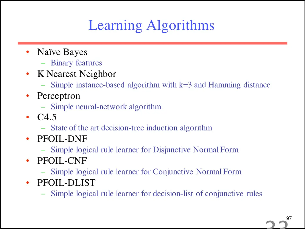 learning algorithms