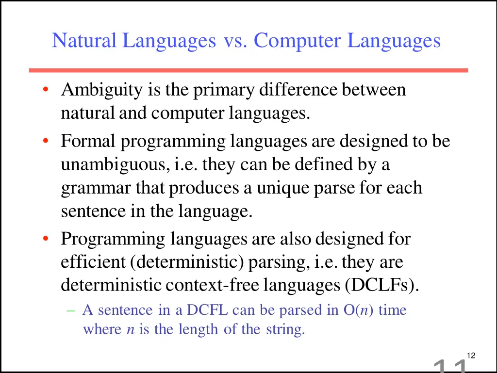 natural languages vs computer languages