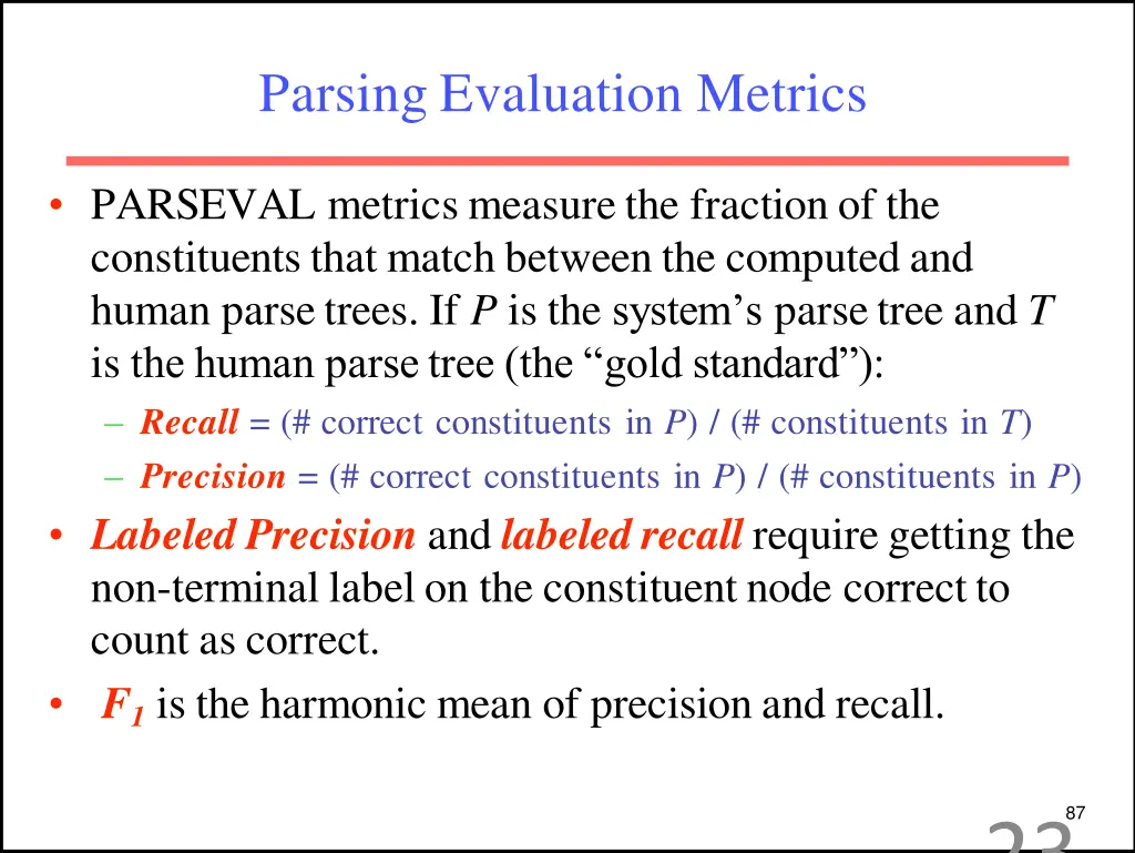 parsing evaluation metrics