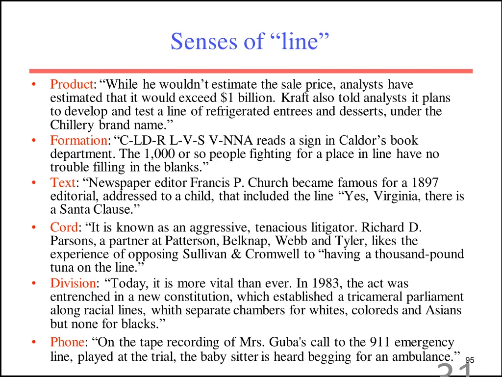 senses of line
