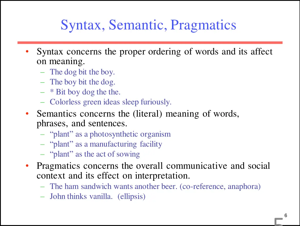 syntax semantic pragmatics