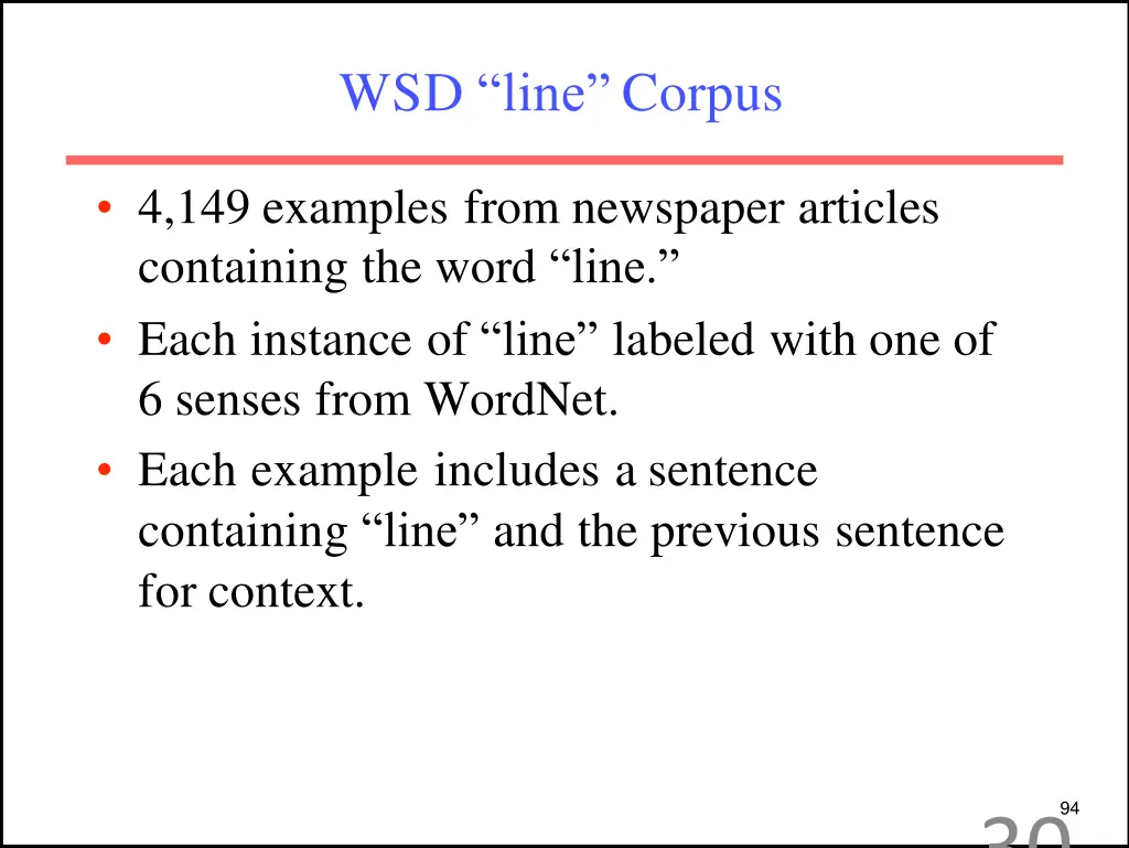 wsd line corpus